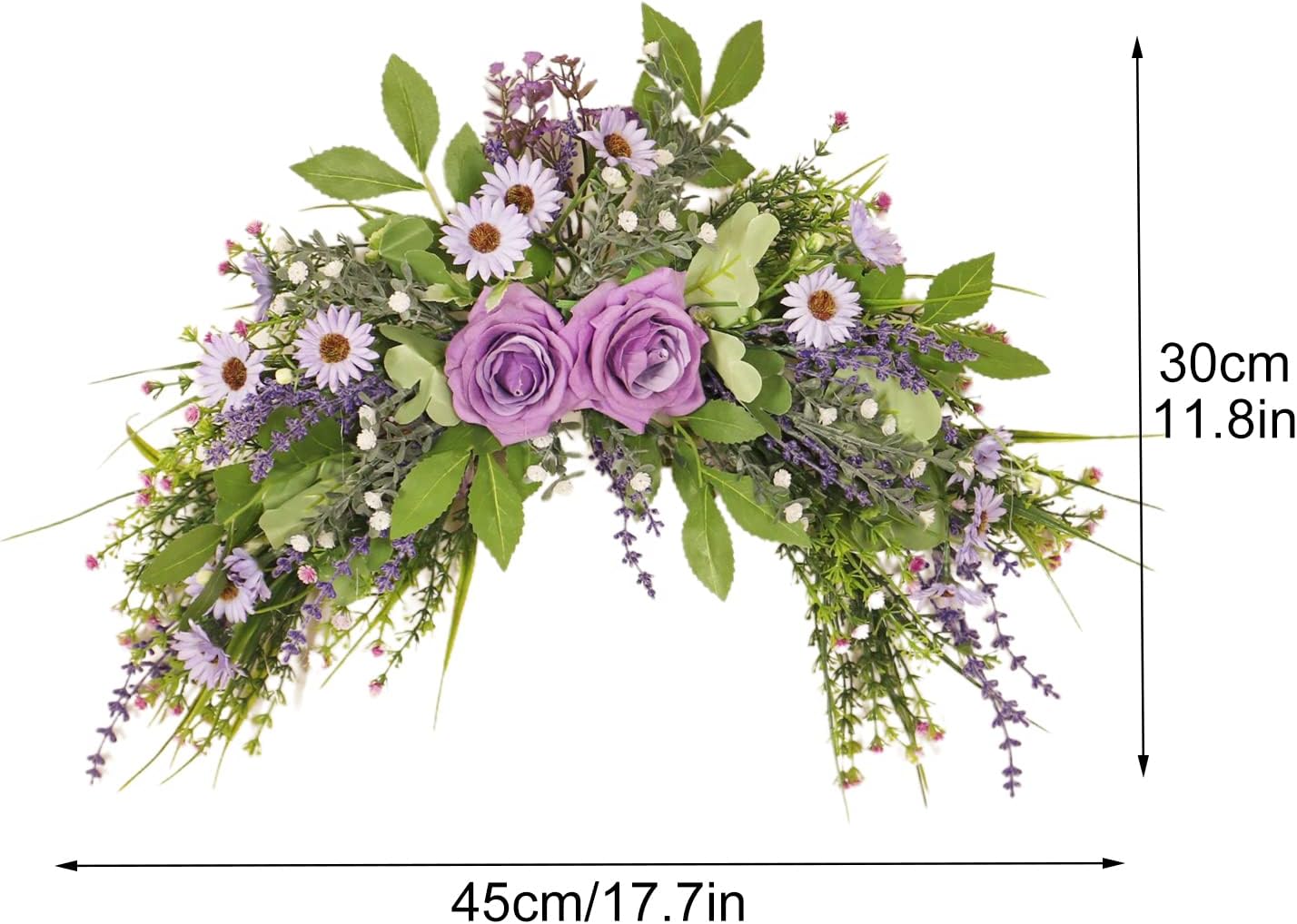 Artificial Simulation Daisy Rose Door Lintel Ornaments, Wall Hanging Swag Door Decoration, Front Door Garland Home Decor for Party Wedding HangingDecorations, Blue