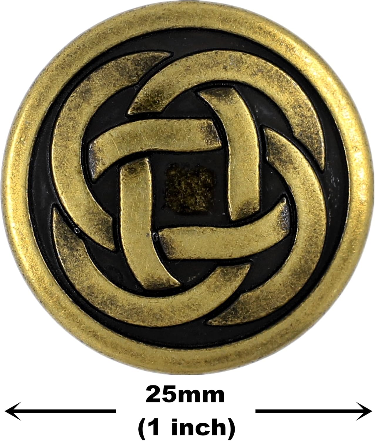 Bezelry 10 Pieces Tiny Celtic Knot Metal Shank Buttons. 25mm (1 inch) (Antique Brass)