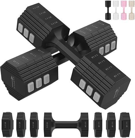 22 lbs Adjustable Dumbbell Set with 4 Weight Levels for Women and Men