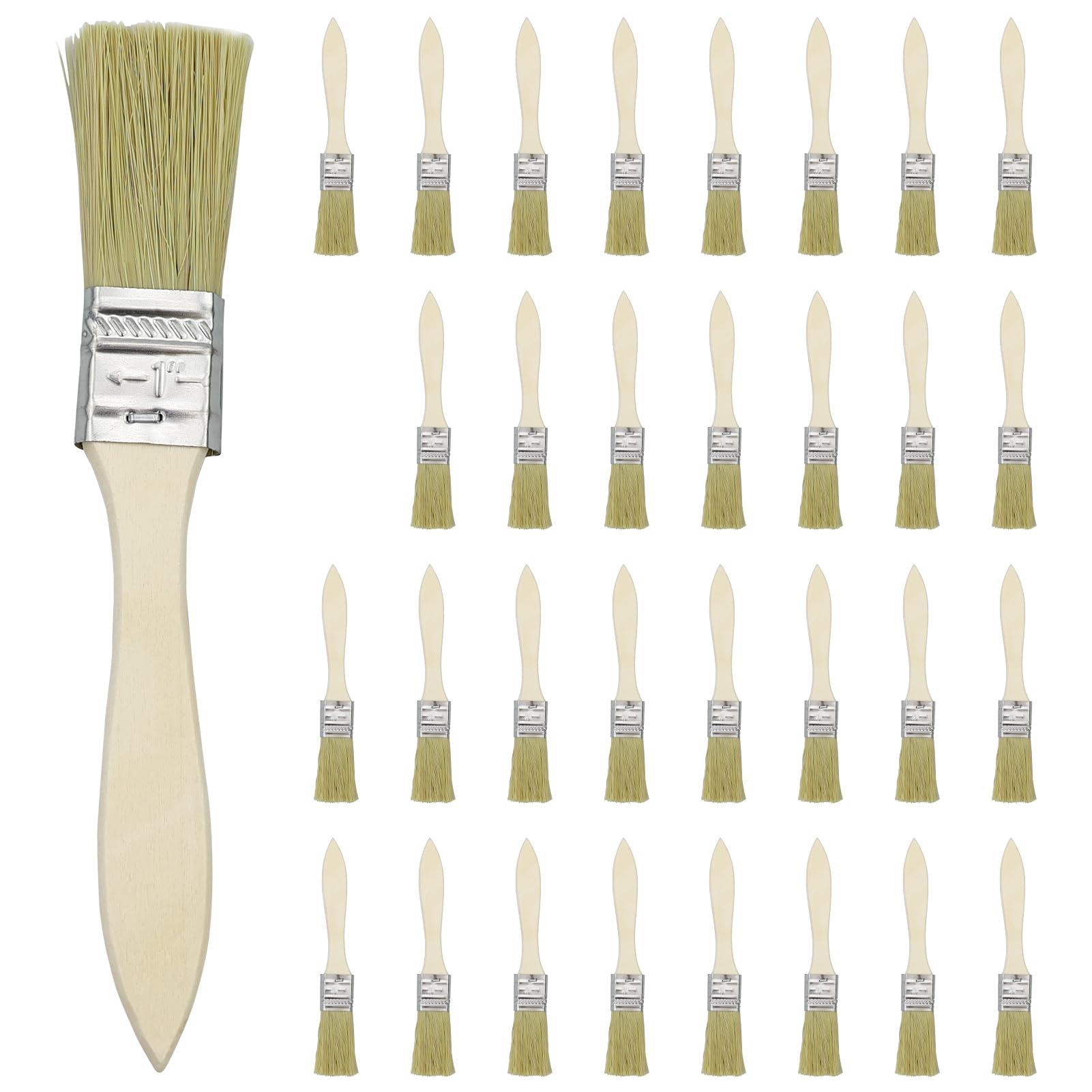 Set di 36 Pennelli Piatti da 25 mm con Manico in Legno per Vernici e Tinture - Pennello per Pittura Professionale