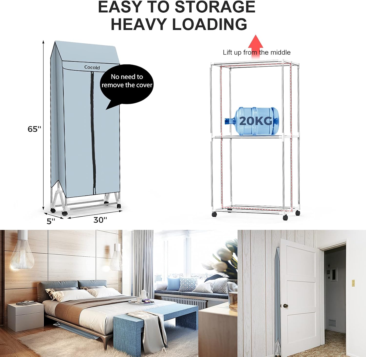 Up To 60% OFF COCOLD Portable Clothes Dryer Rack for Laundry 1000W /44 LBS High Capacity Fast Drying Folding Dryer Energy Saving with Remote Control and Digital Timer
