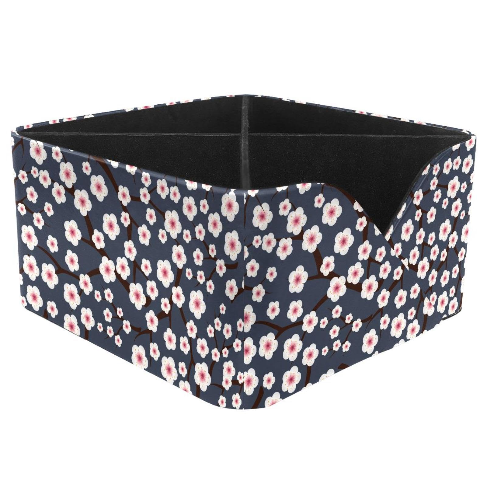 KengjuTesu Plum Blossom Patterns Desktop Organizer Pen Holder, Rectangular Pencil Cup for Office, Study and Makeup Stations