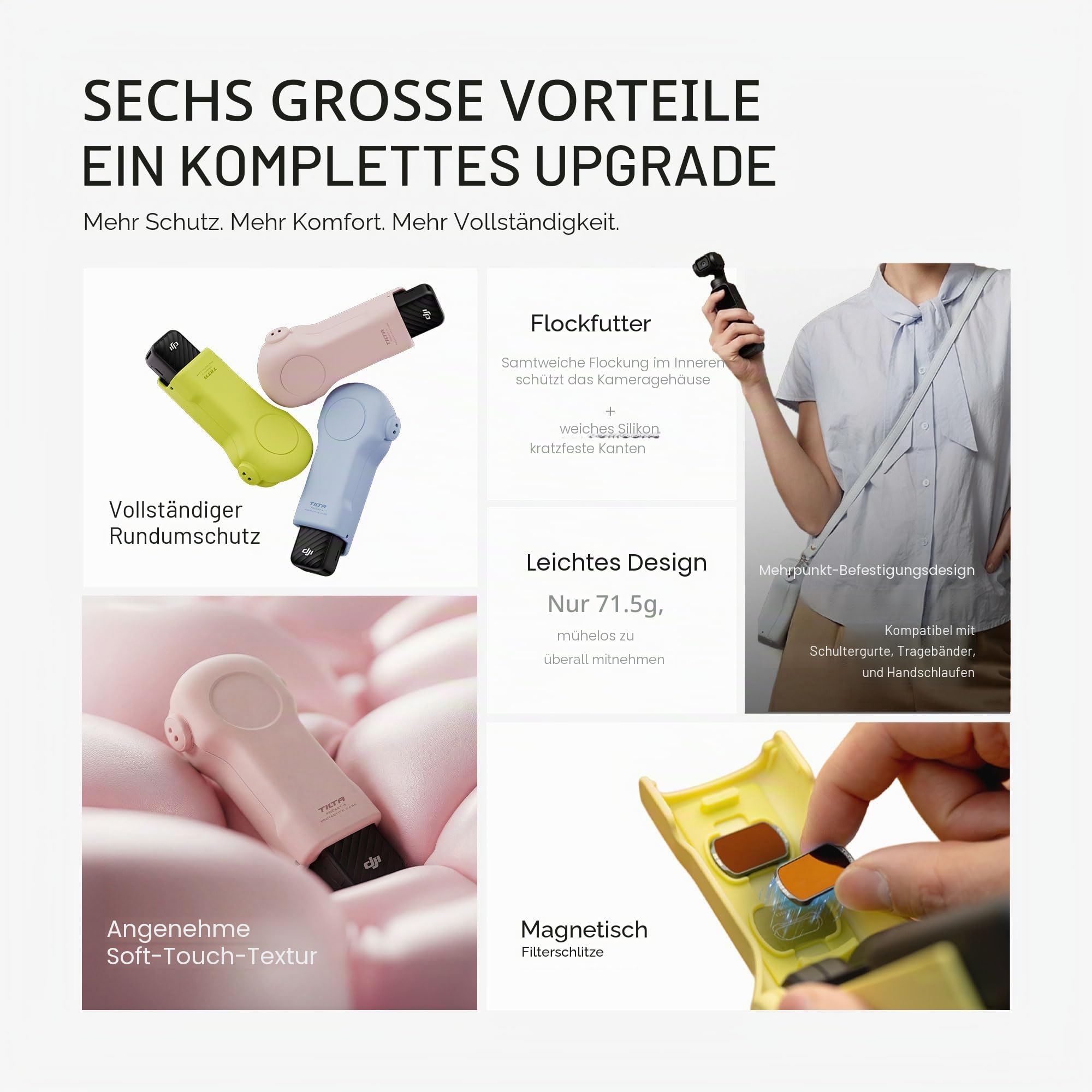 Tilta Pocket 4/3 Schutzhülle, Bietet Platz für 3 Standardfilter, Stoßfest, Robuste Hülle, Speziell für DJI Osmo Pocket 4/3 Zubehör, Hardcase mit Safe-Lock, Leicht zu öffnen, Grün TA-T96-PTC-LG