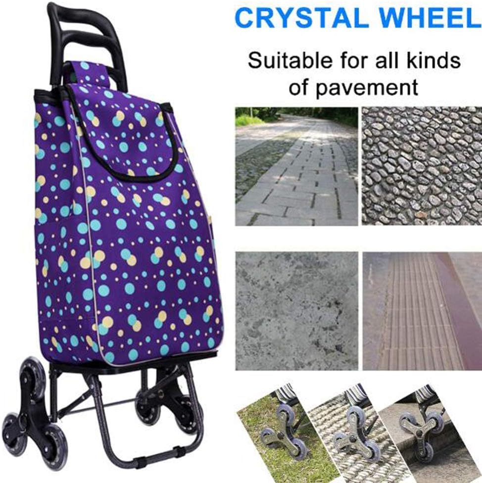 Shopping Cart Portable Utility Carts Folding Trolley Light Weight Stair Climcart Withe Crystal Wheel(B)(E)/B image 4