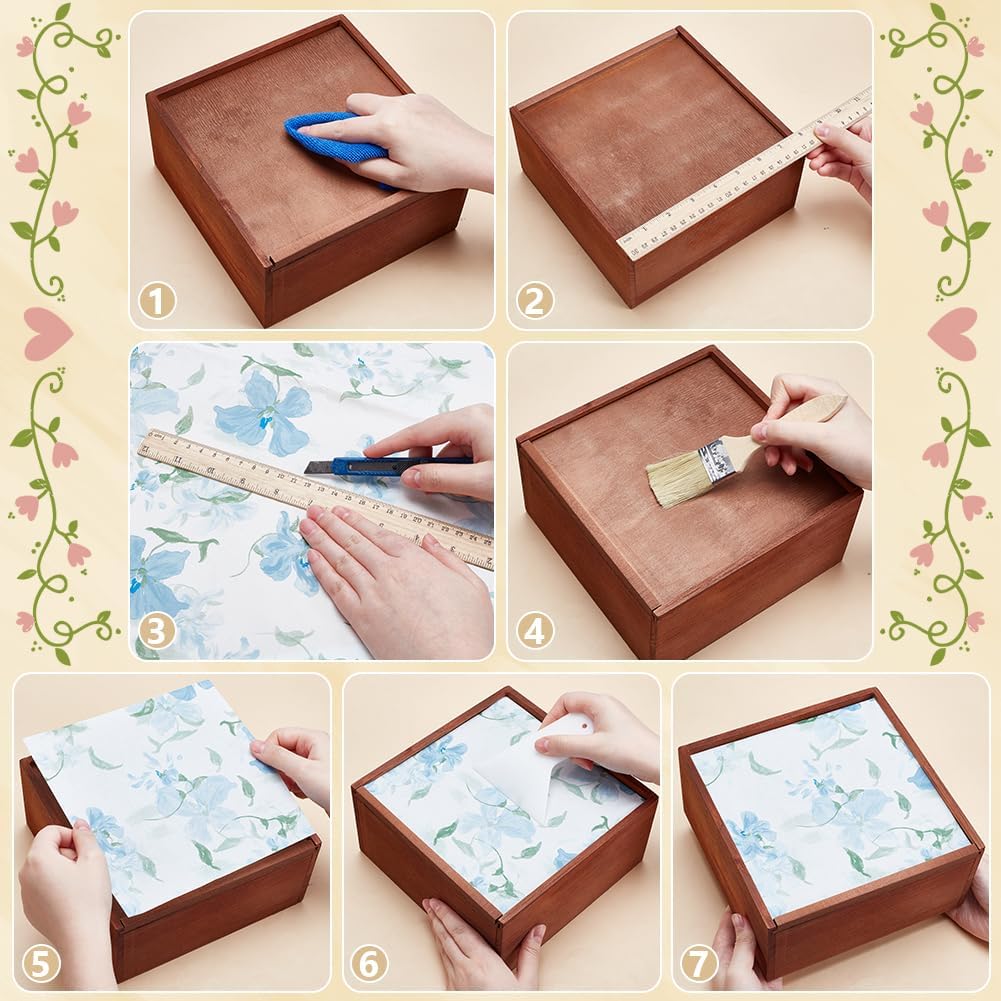 UNICRAFTALE 20 Sheets Blue Flower Decoupage Paper Large Vintage Floral Printed Rice Tissue Decorative Beautiful Decoupage Paper for Furniture Flower Wrapping Scrapbook 27.6"x19.29"