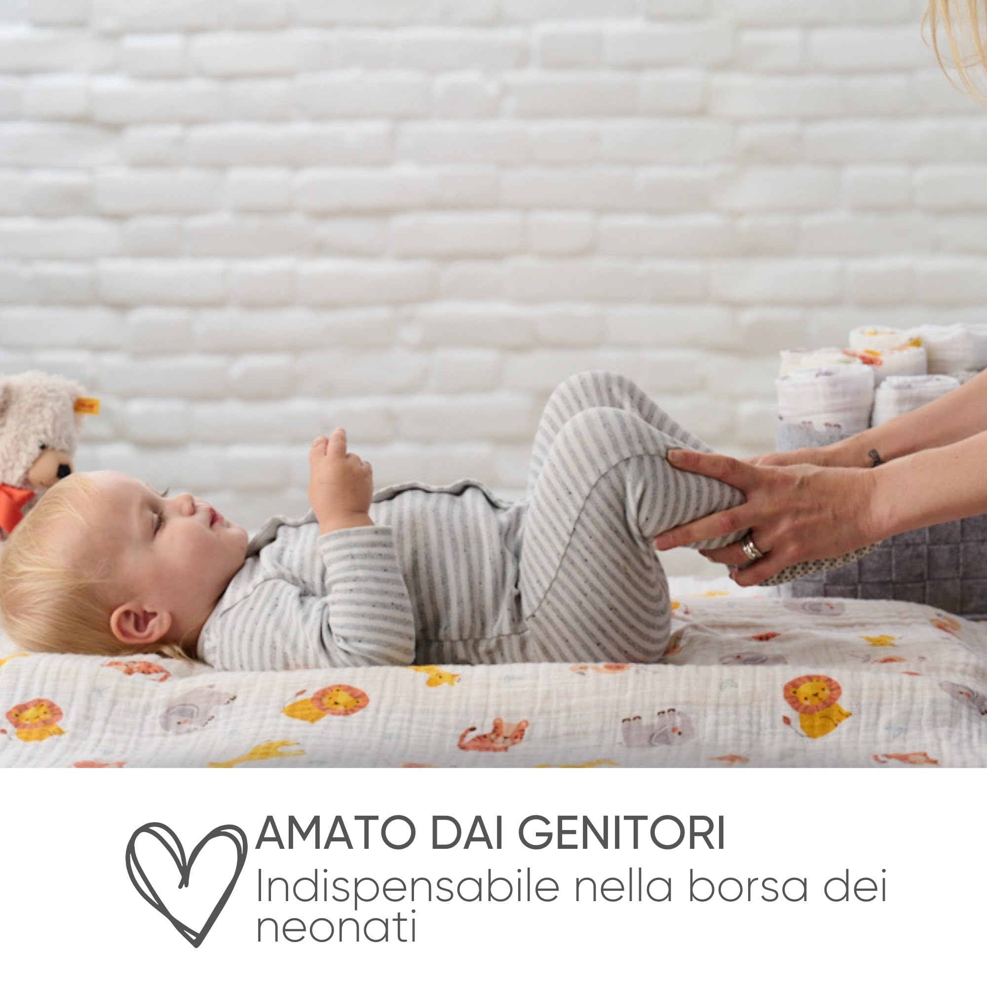 Bloomsbury Mill Mussole Neonato Cotone Set 6 Teli Quadrati 70x70cm 100% Cotone Biologico Animali Giungla