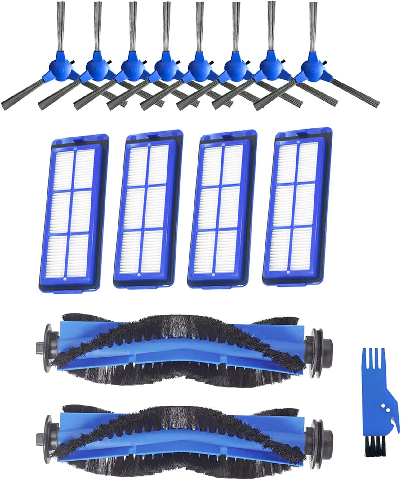 Accessories Replacement Parts for Eufy RoboVac 11S Max, 15C Max, 30C Max, 25C Max, G10, G20, G30, G30 Edge, G30 Hybrid, G30 Verge Robotic Vacuum Kit - Including 2 Main Brush, 4 Filters, 8 Side Brushes