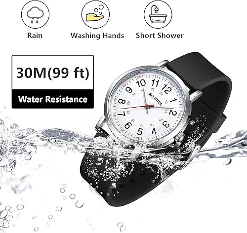 Miniatura 5 de BOSHIYA Reloj de enfermera, reloj de enfermería para enfermera, profesionales médicos y estudiantes, reloj médico con segunda mano para enfermeras,