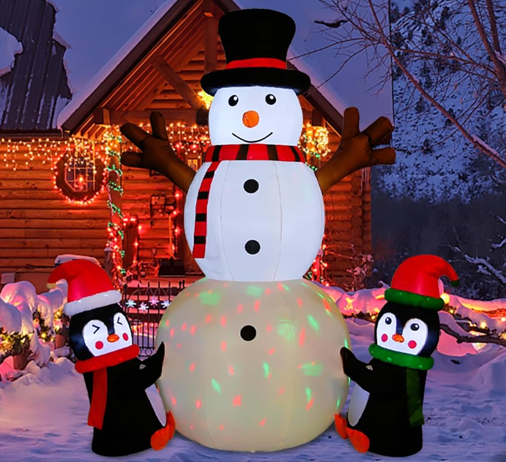 Penguin inflatable light up snowing scene outdoor christmas decoration Outlet