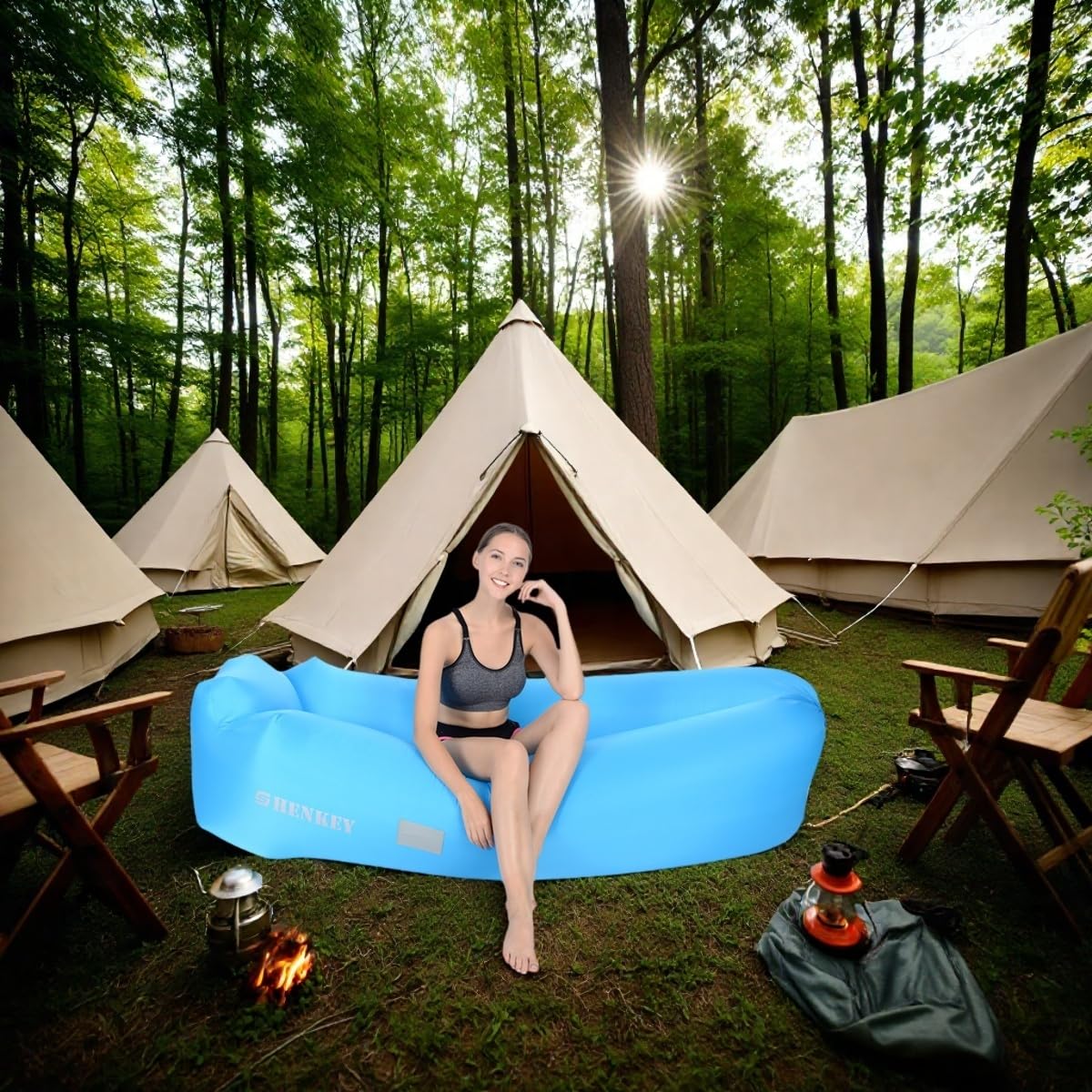 Tumbona Hinchable, Impermeable, antifugas de Aire, con Embalaje portátil, sofá Inflable y Silla de Aire para Viajes, acampadas, Senderismo y Fiestas en la Playa