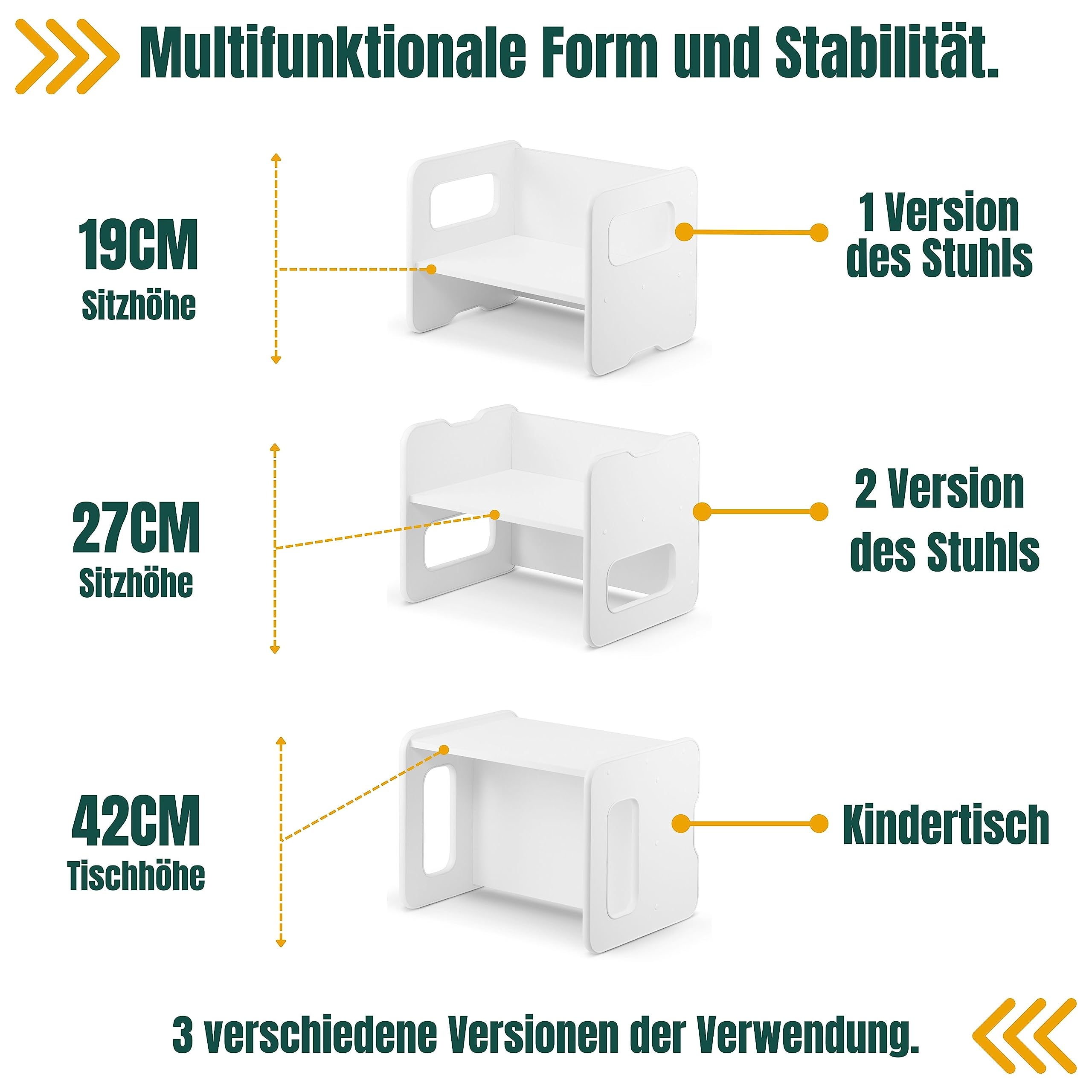 defiPad Banc en Bois évolutif pour Enfants - Modulable en Table et siège - 2 hauteurs d'assise - Élément de mobilier pour Aire de Jeux (Noir