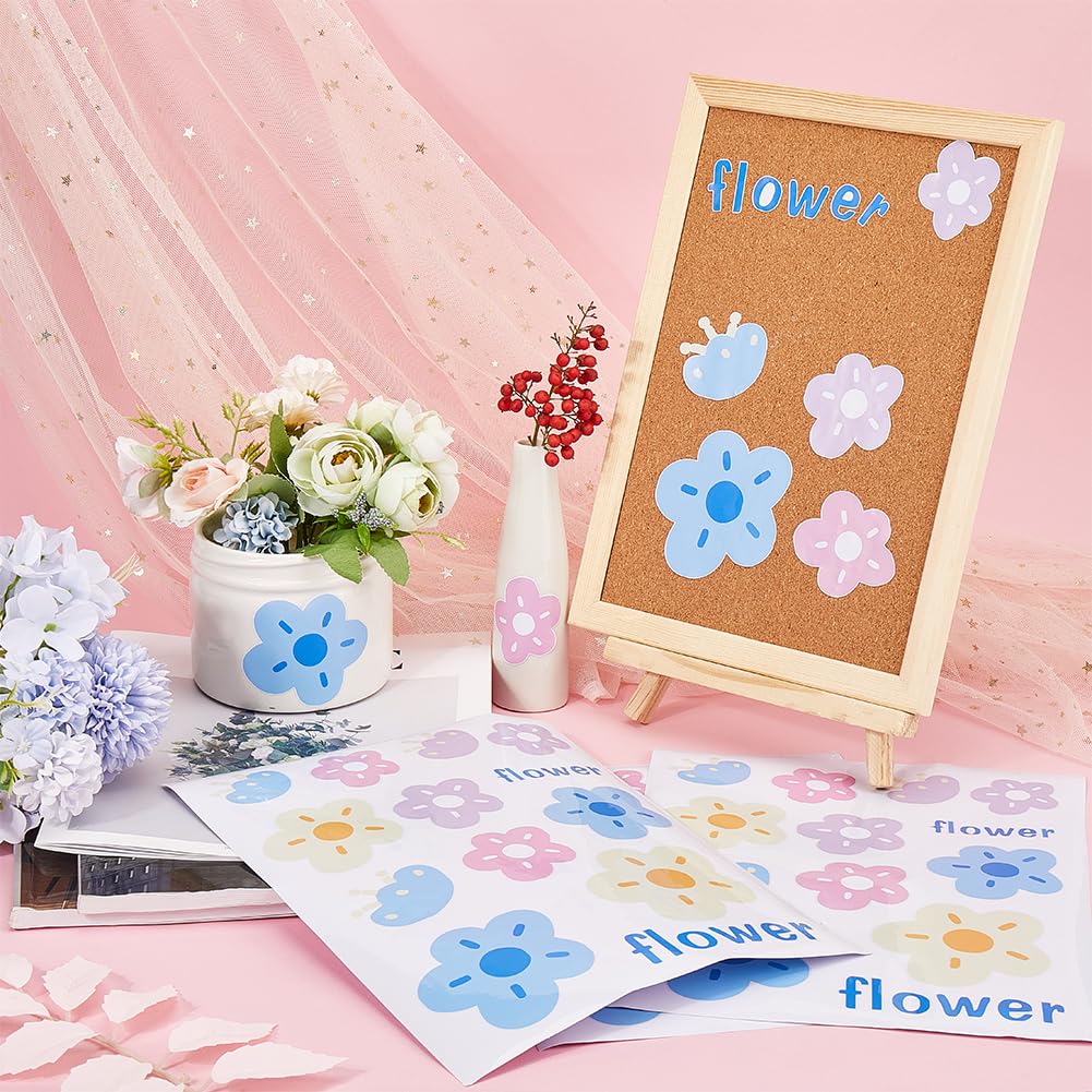GORGECRAFT 6 foglio di Adesivi per Auto con Fiori di Margherita Adesivi Colorati per Auto con Fiori Impermeabili In PVC Autoadesivi Floreali Adesivi Laterali per Carrozzeria Esterni Universali Auto