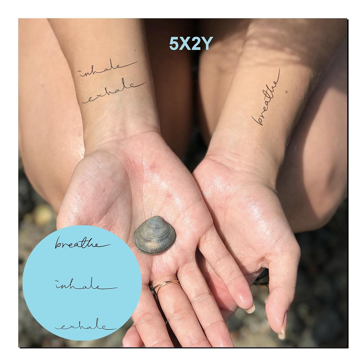 5X2Y Tattoo Tech, Long Lasting Temporary Tattoos, Last 1-2 Weeks, Waterproof, Semi Permanent Tattoo, Realistic look, No Adhesive, No reflection (Breathe Inhale Exhale)