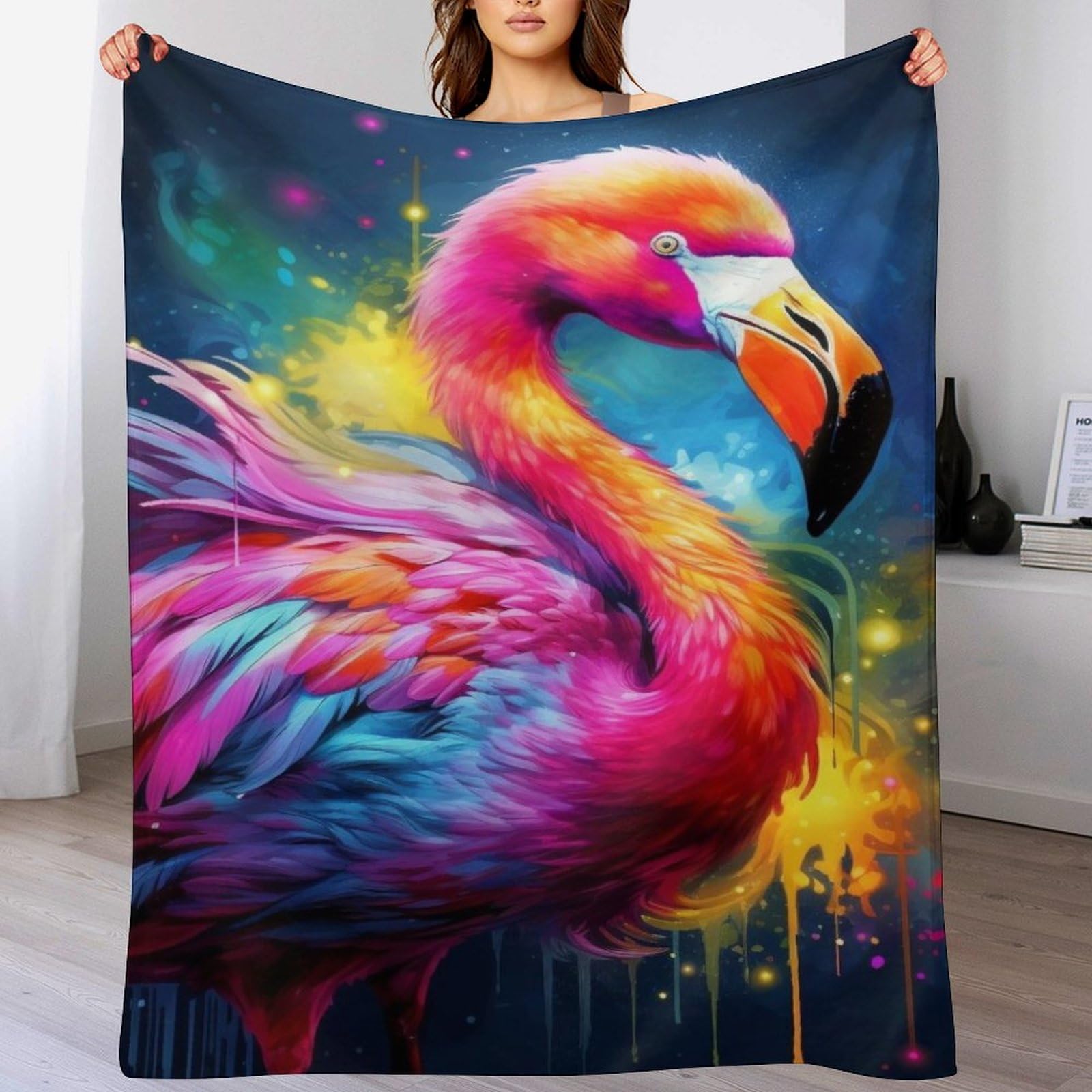 Couverture de salon flamant rose en flannel 130x180 cm pour lit
