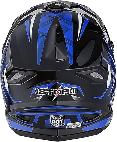 Miniatura 6 de 1Storm - Casco de motocross para jóvenes, BMX, MX, ATV, motocicleta todoterreno, estilo de carreras HF801 Racing Blue