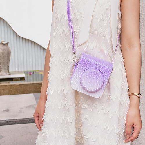 Miniatura 7 de MUZIRI KINOKOO Funda para cámara de película instantánea Fujifilm Instax Mini 12Polaroid Mini 12, funda protectora de piel sintética con tejido