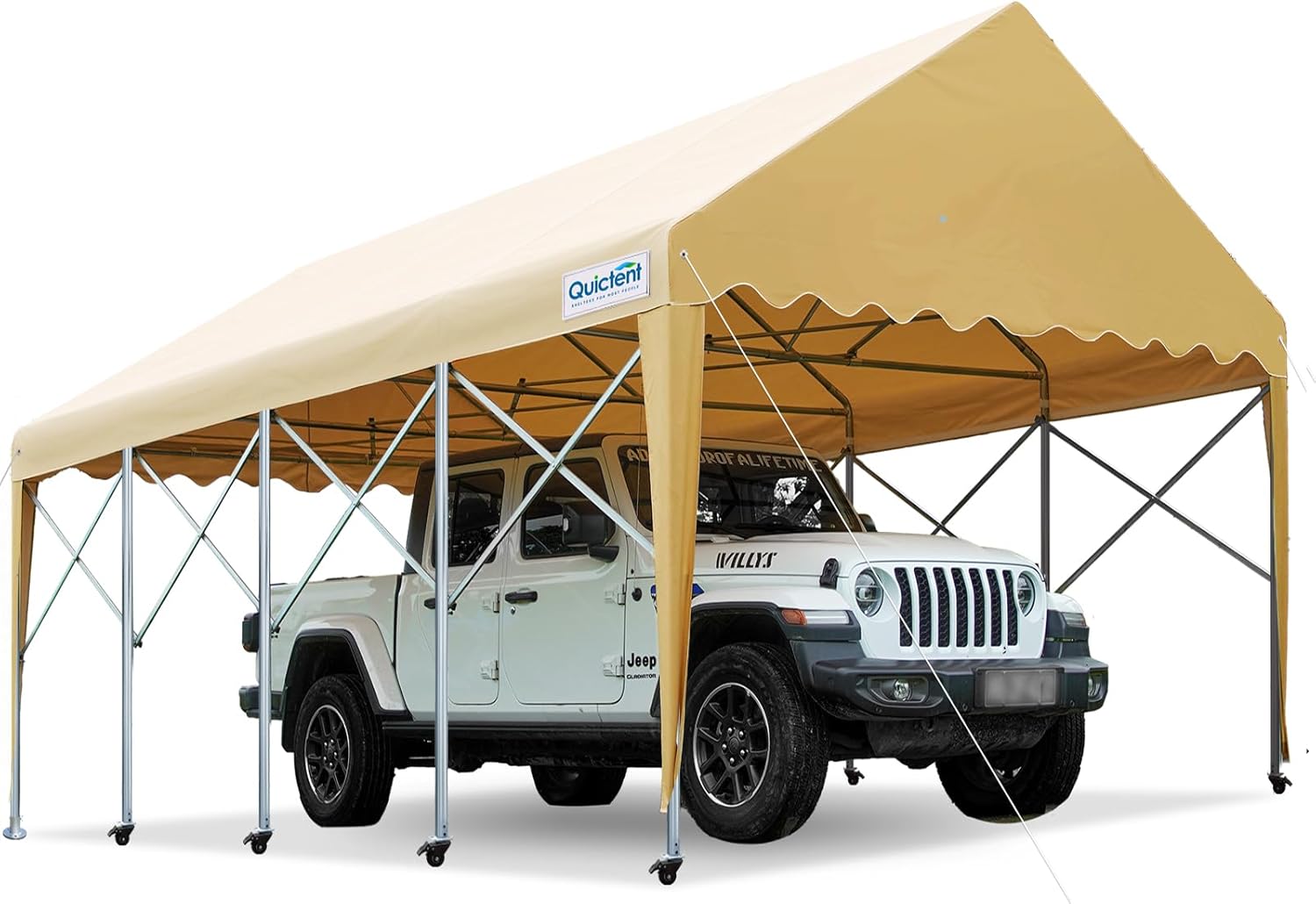 Quictent 13X20 Heavy Duty Carport Retractable Party Tent with Wheels Movable Shelter for Outdoor Events, Storage for Car, Boat, etc. Quictent 13X20 Heavy Duty Carport Retractable Party Tent with Wheels Movable Shelter for Outdoor Events, Storage for Car, Boat, etc.