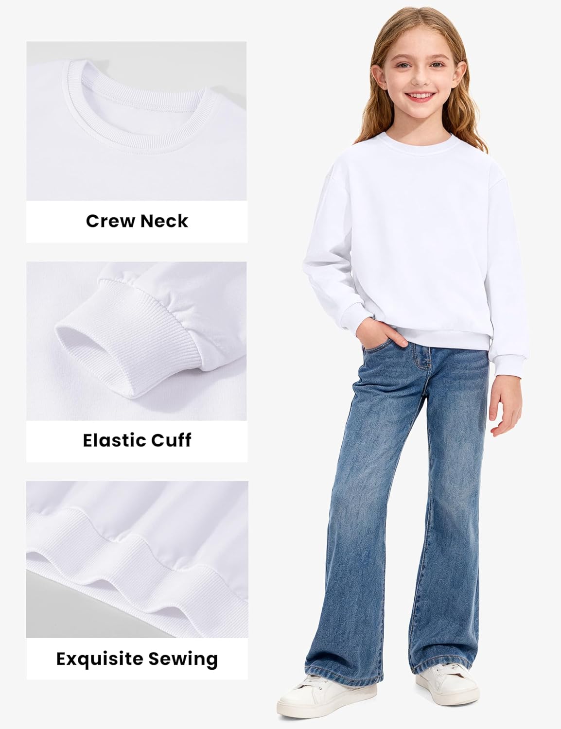 Auranso Girls Sweatshirt Kids Crewneck Long Sleeve Shirts Casual Pullover Tops - Image 5