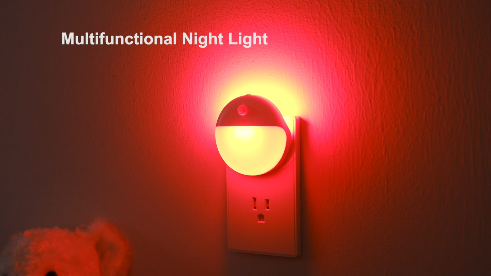 Image of YUNLEX 2 Pack Plug in Red Sleep Night Light with Motion Sensor and Dusk to Dawn Sensor, 3 Modes, Soft Glow, 0% Blue Light True Red, Dimmable, LED Lights for Bedroom, Sleep, Kids, Bathroom, Hallway