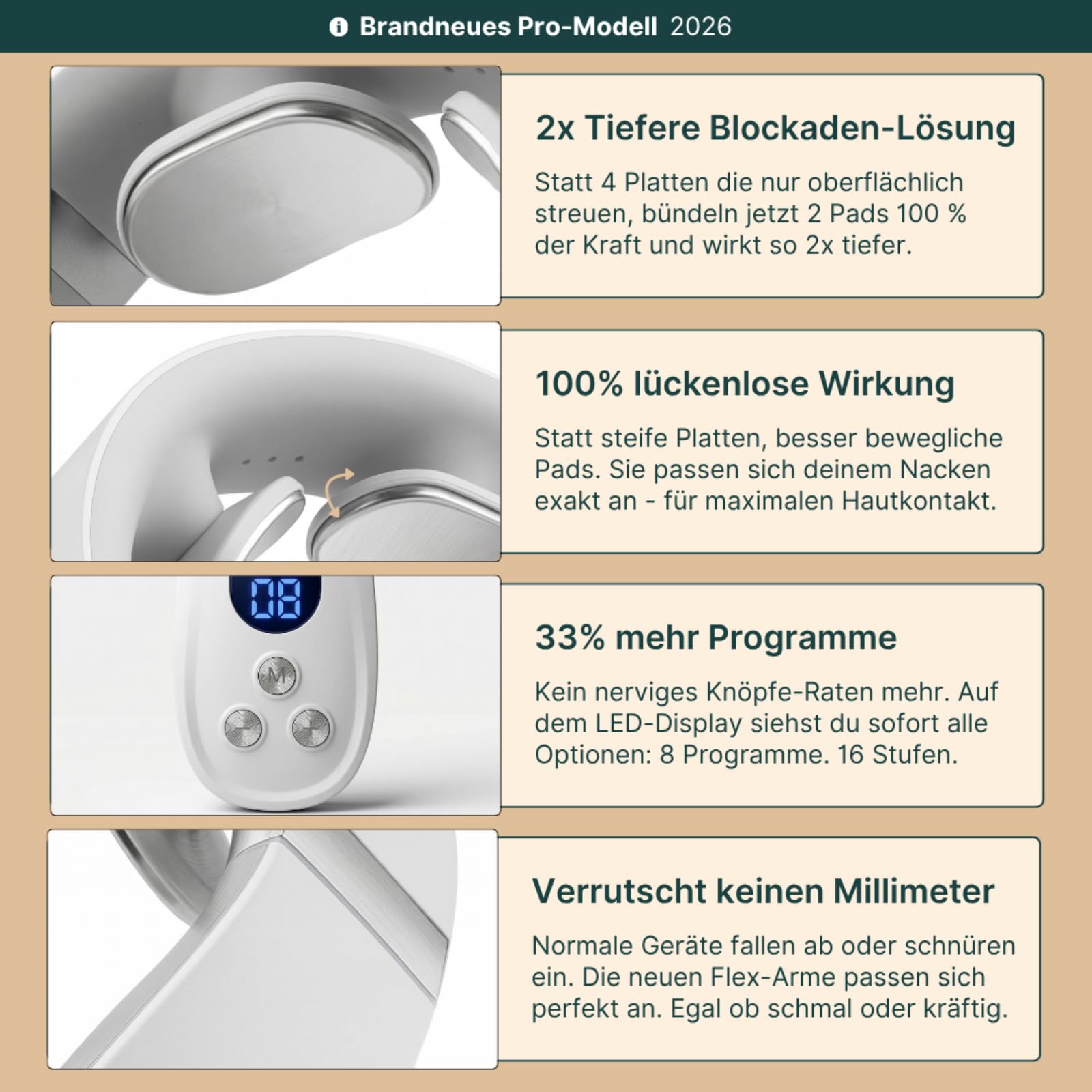 Nurotex Pro 14-In-1 Nackenlösung,Nurotex Nacken Original,Einstellbare Intensität und Wärmefunktion,hilft Verspannungen im Nacken zu lösen,für Zuhause,Büro und tägliche Nutzung