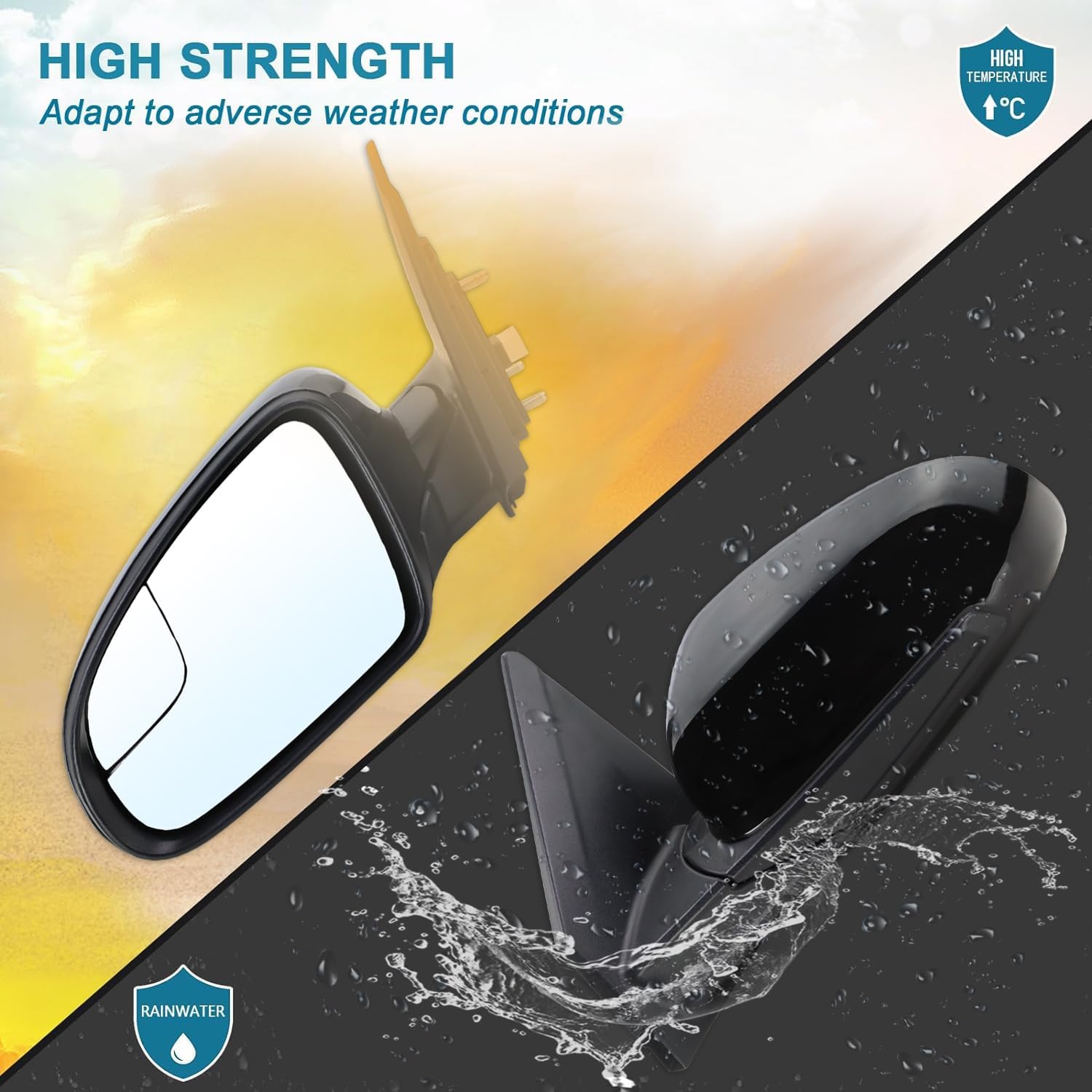 Left Driver Side Mirror Compatible With 2018 2019 2020 2021 2022 2023 Hyundai Kona With Power Glass Manual Folding Black Replace#87610J9100(3Pins)