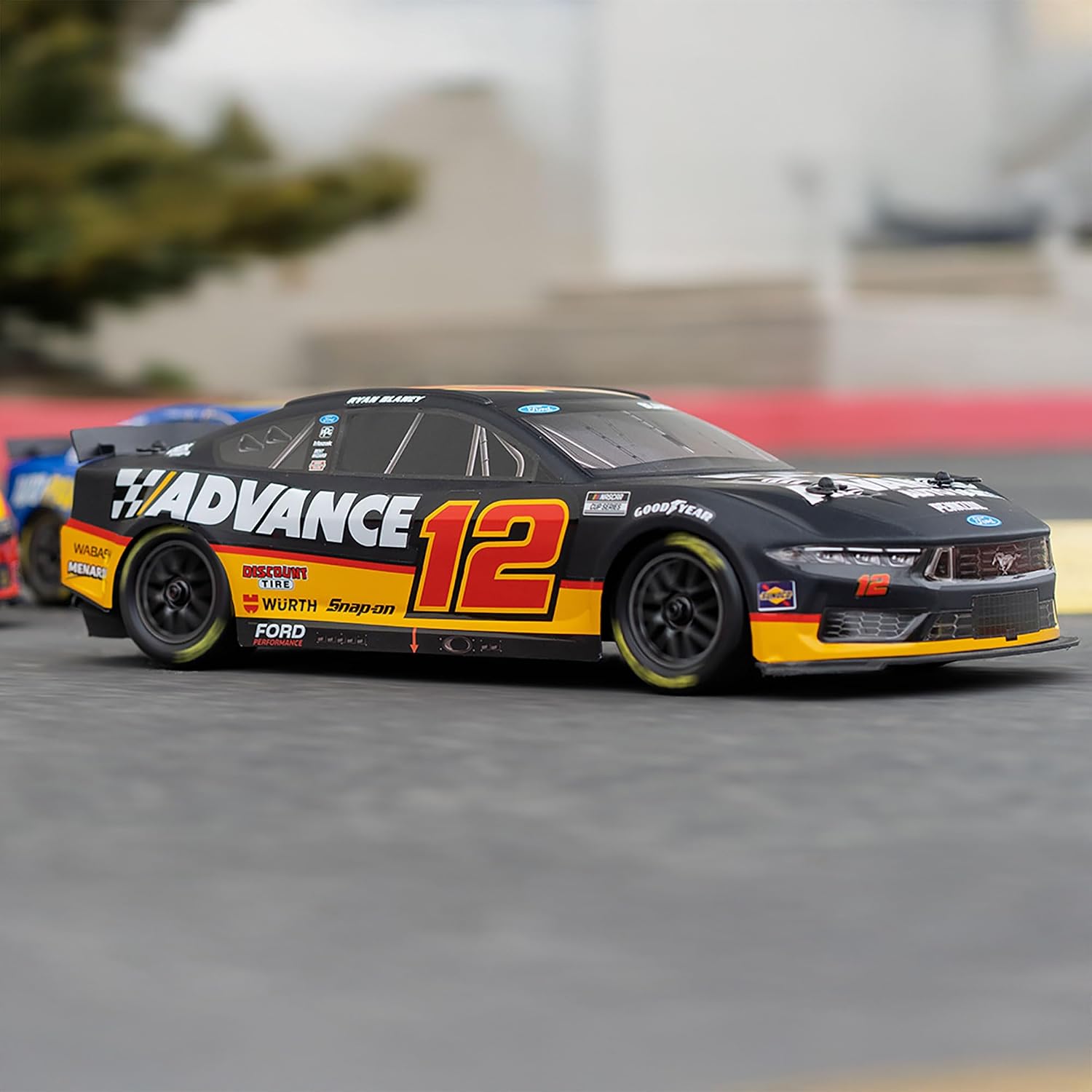 Losi 1/12 NASCAR RC Race Car Ryan Blaney No. 12 2025 Advance Auto Ford Mustang 2S AWD RTR Brushed On-Road Battery & Charger Included Black LOS1122512