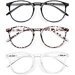 IBOANN Chic & Comfy Blue Light Glasses for Women - 3-Pack Round Frames, Screen-Ready Style with UV Protection Coating