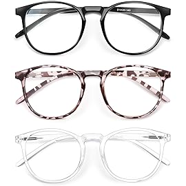 IBOANN Chic & Comfy Blue Light Glasses for Women - 3-Pack Round Frames, Screen-Ready Style with UV Protection Coating