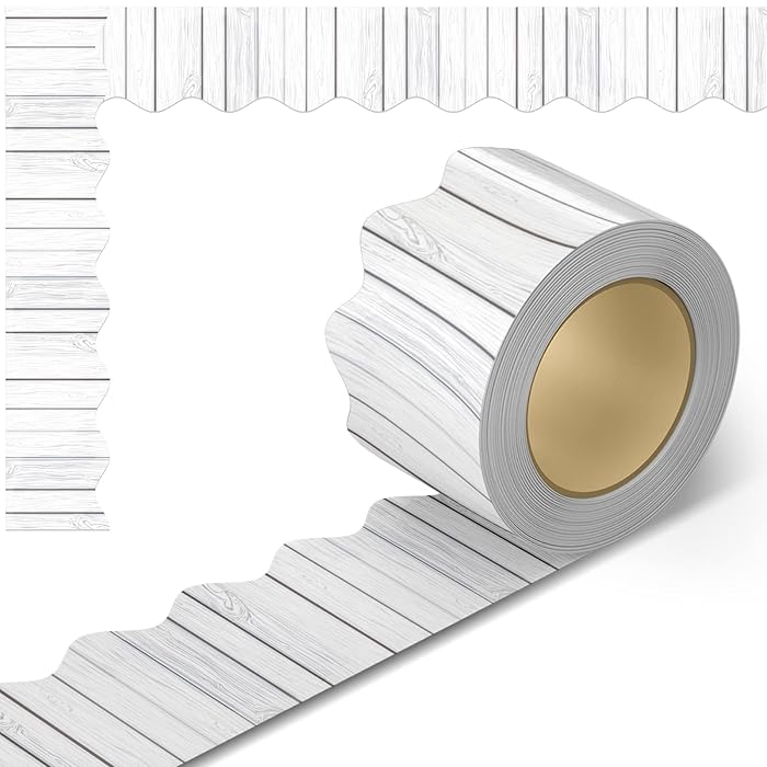 Buy White Wood Border Trim, Bulletin Borders Stickers, 66 ft Back to