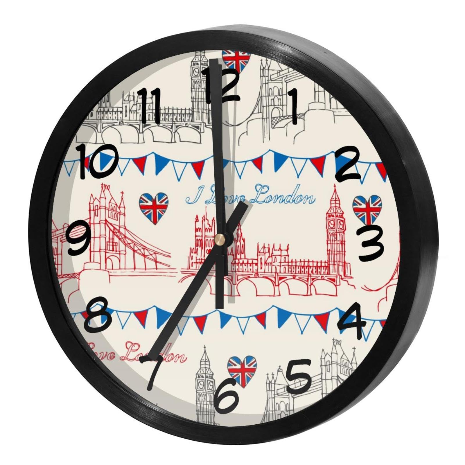 Horloge murale silencieuse à quartz motif Pont de Londres pour la cuisine et le bureau