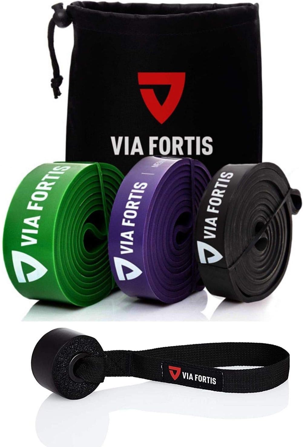 VIA FORTIS Premium Resistance Bands + Exercise Guide and Bag - Resistance Bands/Pull-Up Band and Pull-Up Aid/Fitness Band/Training Bands for Fitness & Power Training