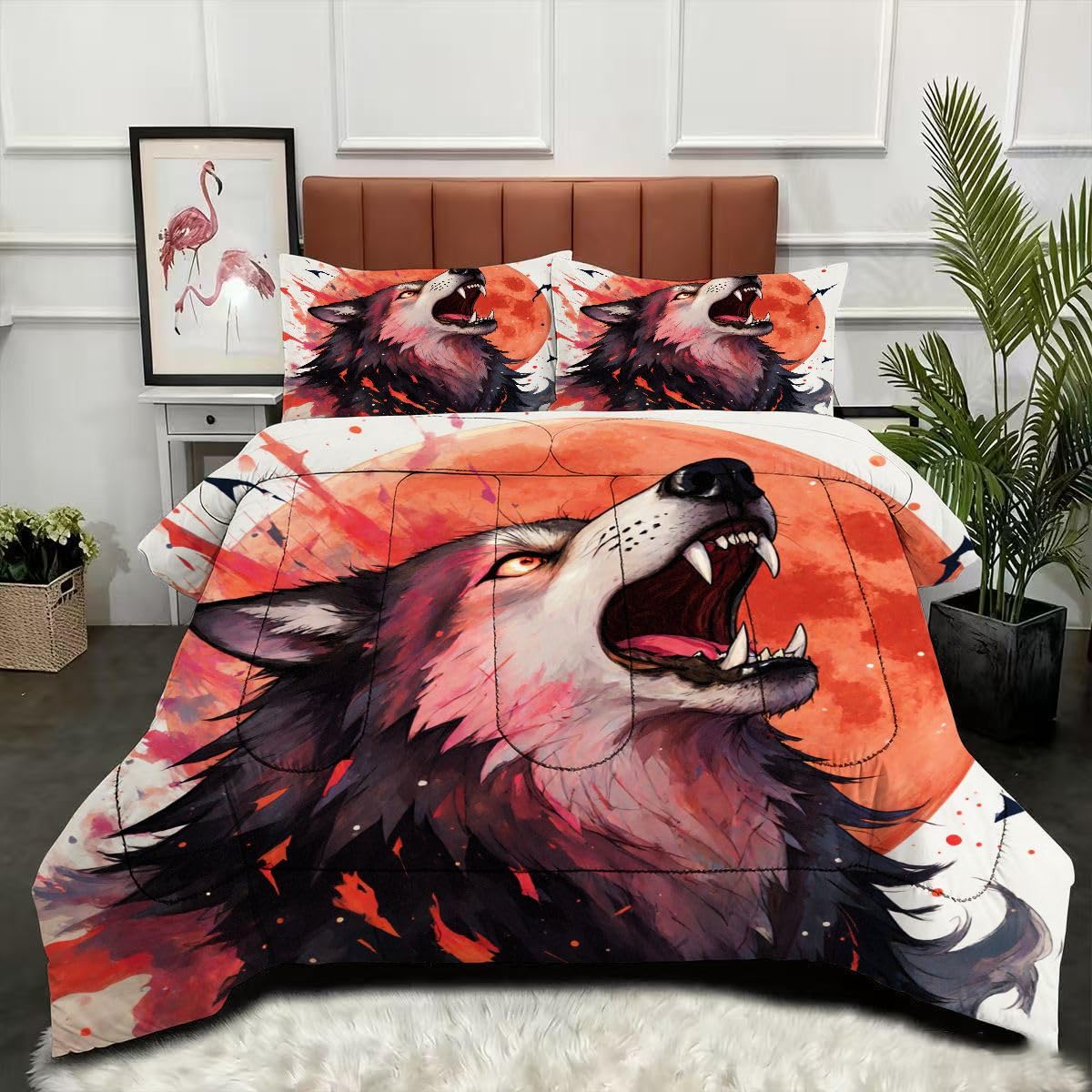 Couette 3D loup lavable en machine pour grand lit de dimensions 240x260