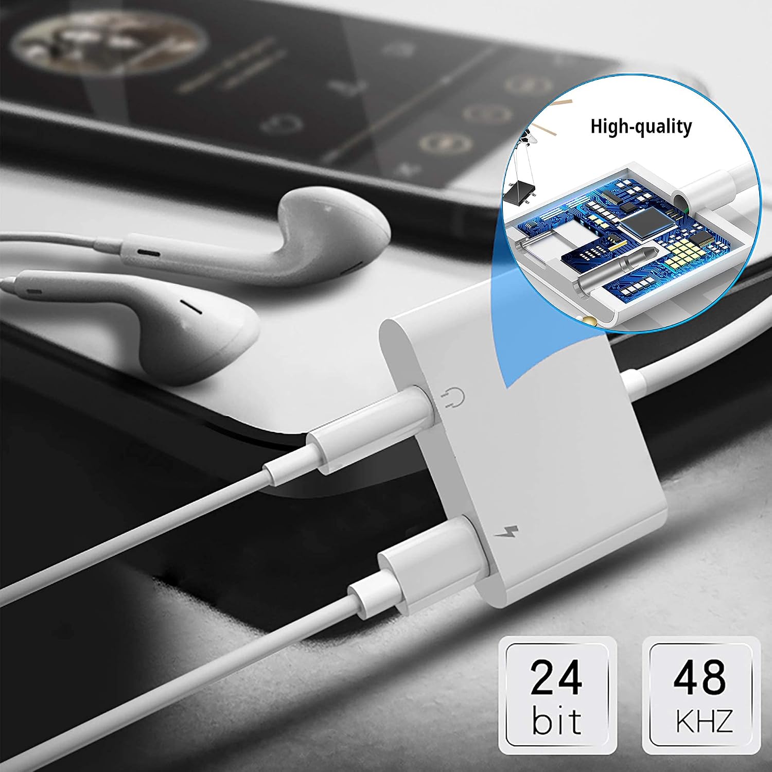 [Apple MFi Certified] 3 Pack Headphone Adapter for iPhone, 2 in 1 Lightning to 3.5mm Aux Audio Jack + Fast Charger Dongle Splitter, for iPhone 14/13/12/SE/11/Xs/XR/X/8 7 Support All iOS Volume Control