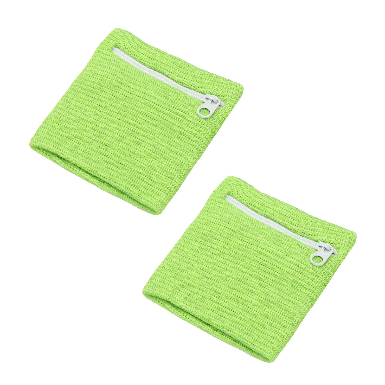 YELARXI Wrist Wallet Wristband with Zipper, Cotton Wrist SweatBands Sports Absorb Sweat Wristbands Pouch Breathable Band 2 Pcs & Fruit Green Fitting for Storage Key Card/Running/Basketball