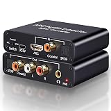HDMI ARC Audio Extractor, Tendak 192KHz ARC Audio Extractor DAC Converter, Digital to Analog Audio Converter, Optical/SPDIF Coaxial HDMI ARC to Optical/SPDIF Coaxial Stereo L/R 3.5mm Jack for TV