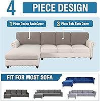 Vista 409 de H.VERSAILTEX 2025 New Sectional Couch Covers 8 Pieces Stretch Sofa Covers for Sectional Sofa Set Separate L Shaped Couch Cover for Both Left/Right