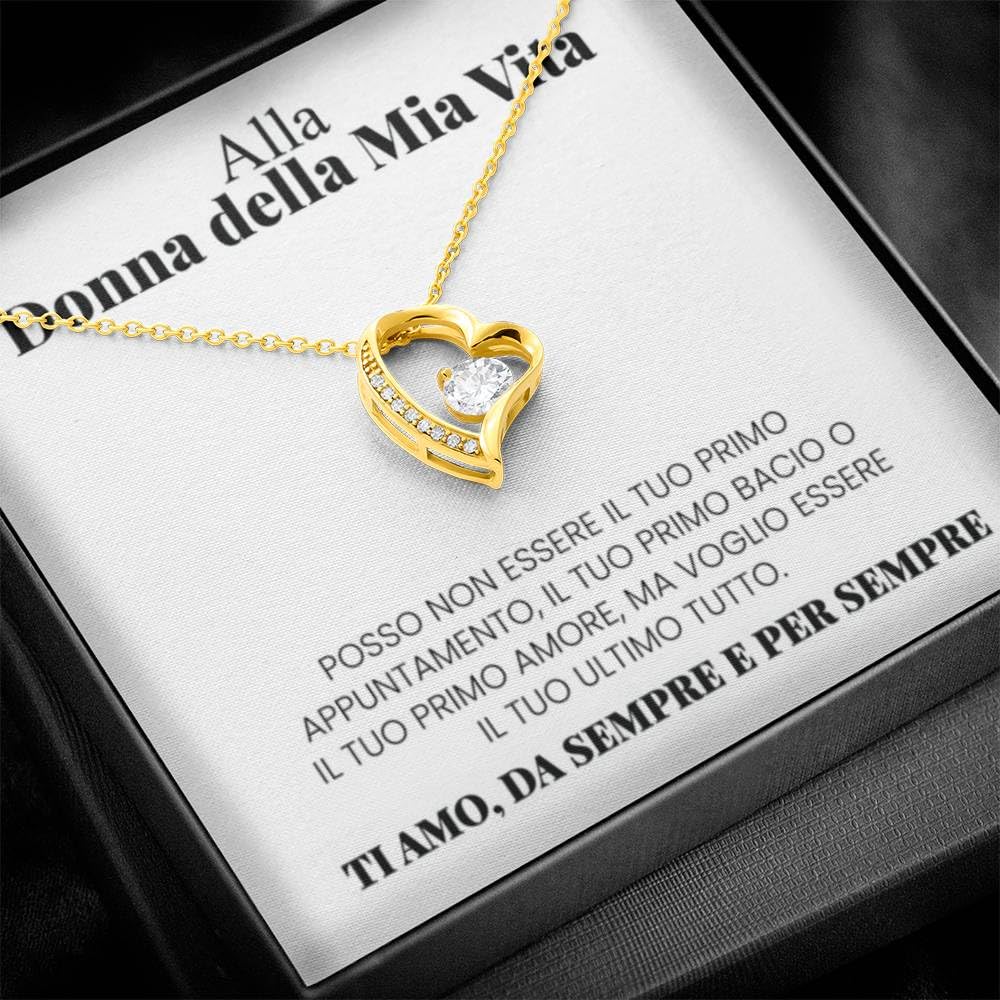 Luna Jewel Collana colore oro o argento, cuore, idea regalo fidanzata, ragazza, moglie, con cofanetto led e messaggio, ciondolo donna, gioielli, compleanno san valentino
