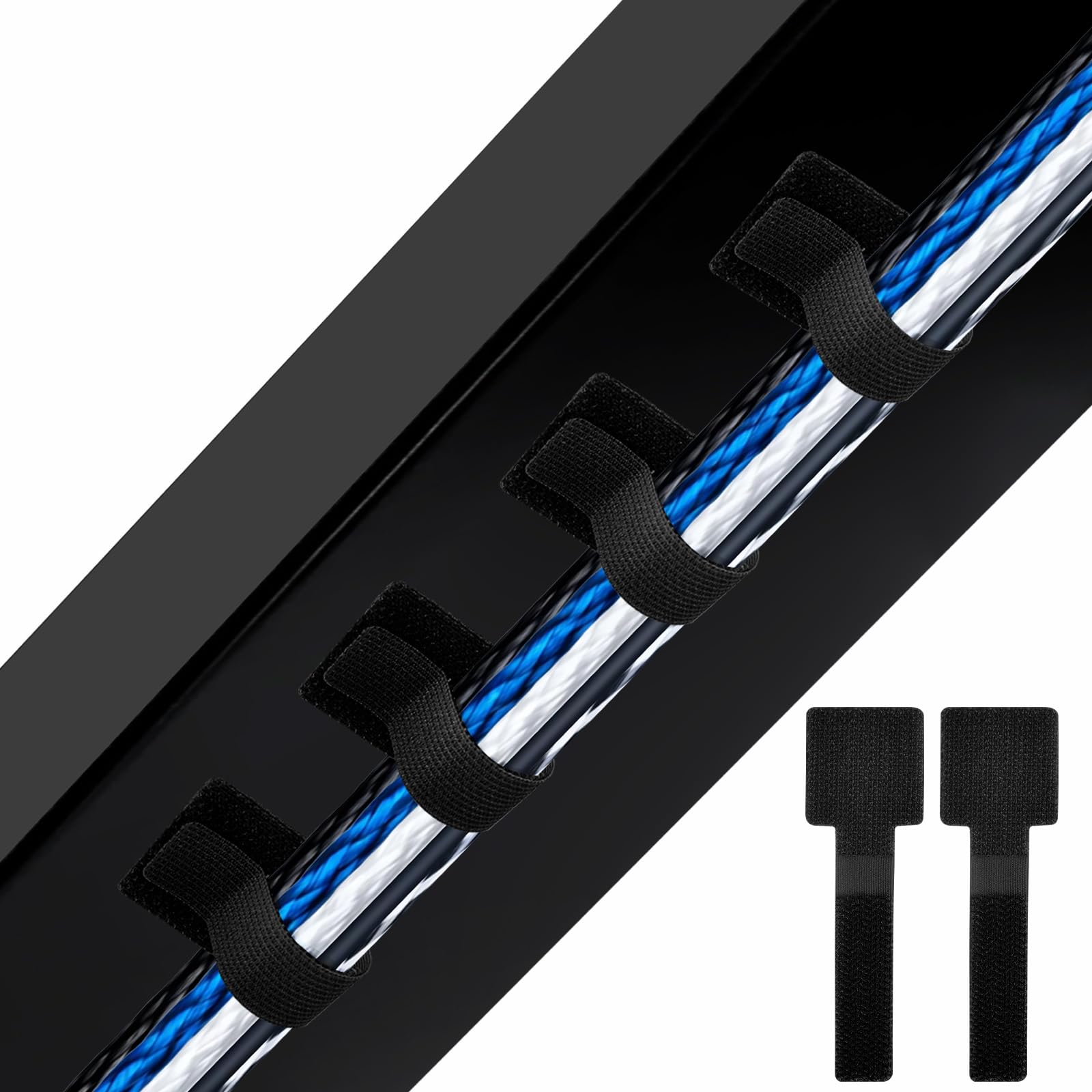Funnytek 50PCS Kabelmanagement Schreibtisch, Kabel Organizer Schwarz | Langlebig Nylon, Wiederverwendbare Klett-Kabelbinder Klettverschluss, Kabelbänder Kabelorganizer für Zuhause Büro Schule