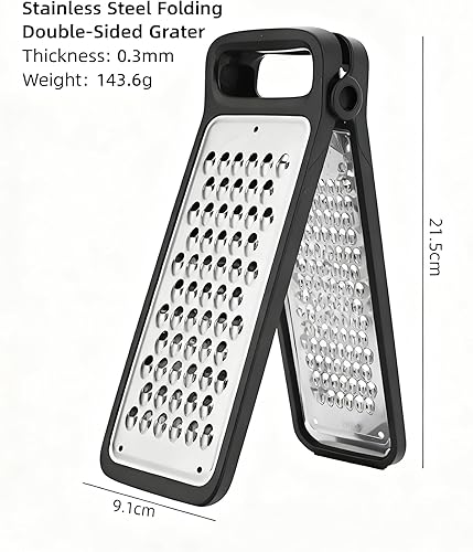 Miniatura 9 de Rallador de queso plegable de acero inoxidable  Rallador de mano de doble cara para cocina, triturador de alimentos y verduras, herramienta de mano