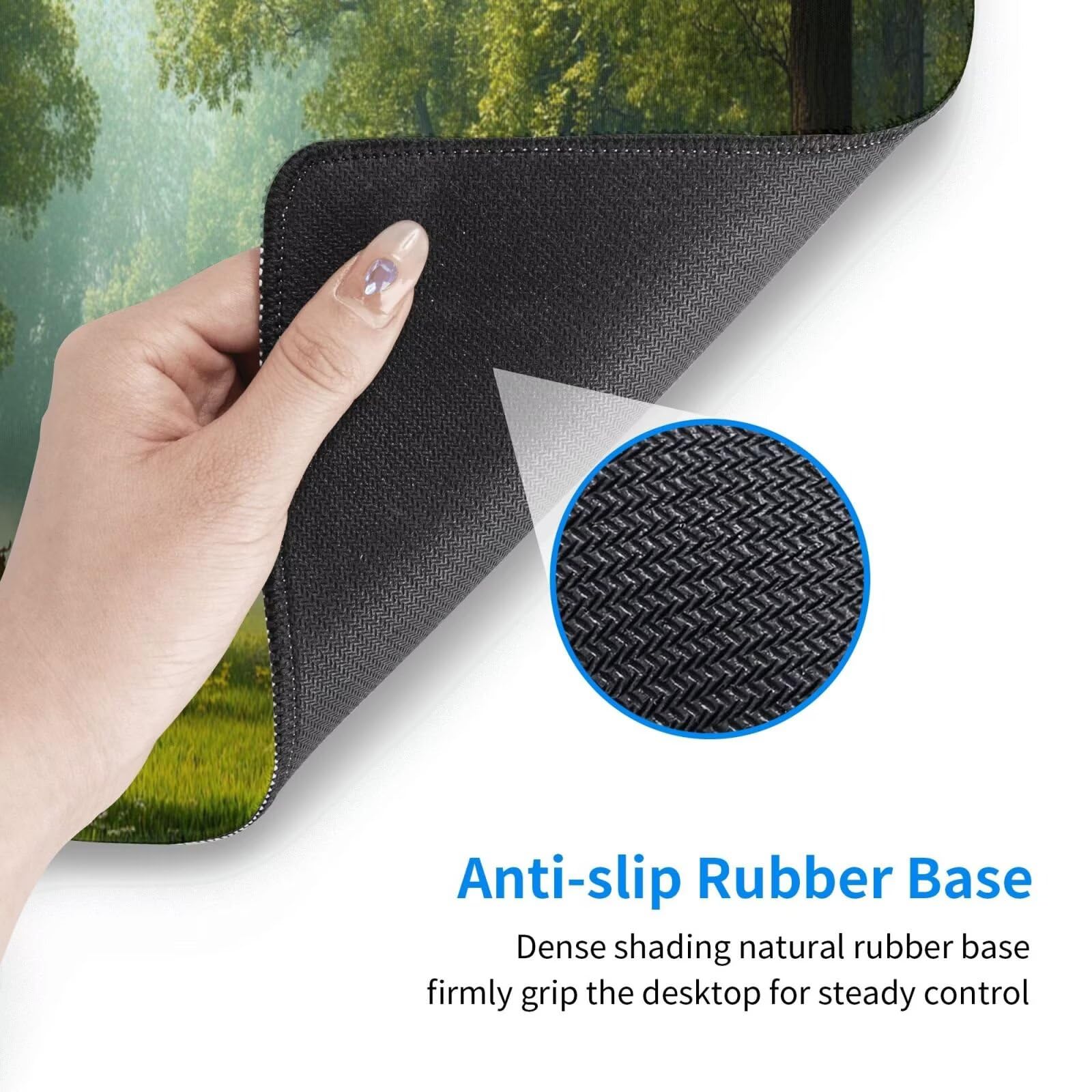 Zielona podkładka pod mysz XXL krajobraz mata na biurko 1600 x 800 x 3 mm zmywalna podkładka do gier na laptopa, z antypoślizgową gumową podstawą do gier, PC, pracowników biurowych Y339