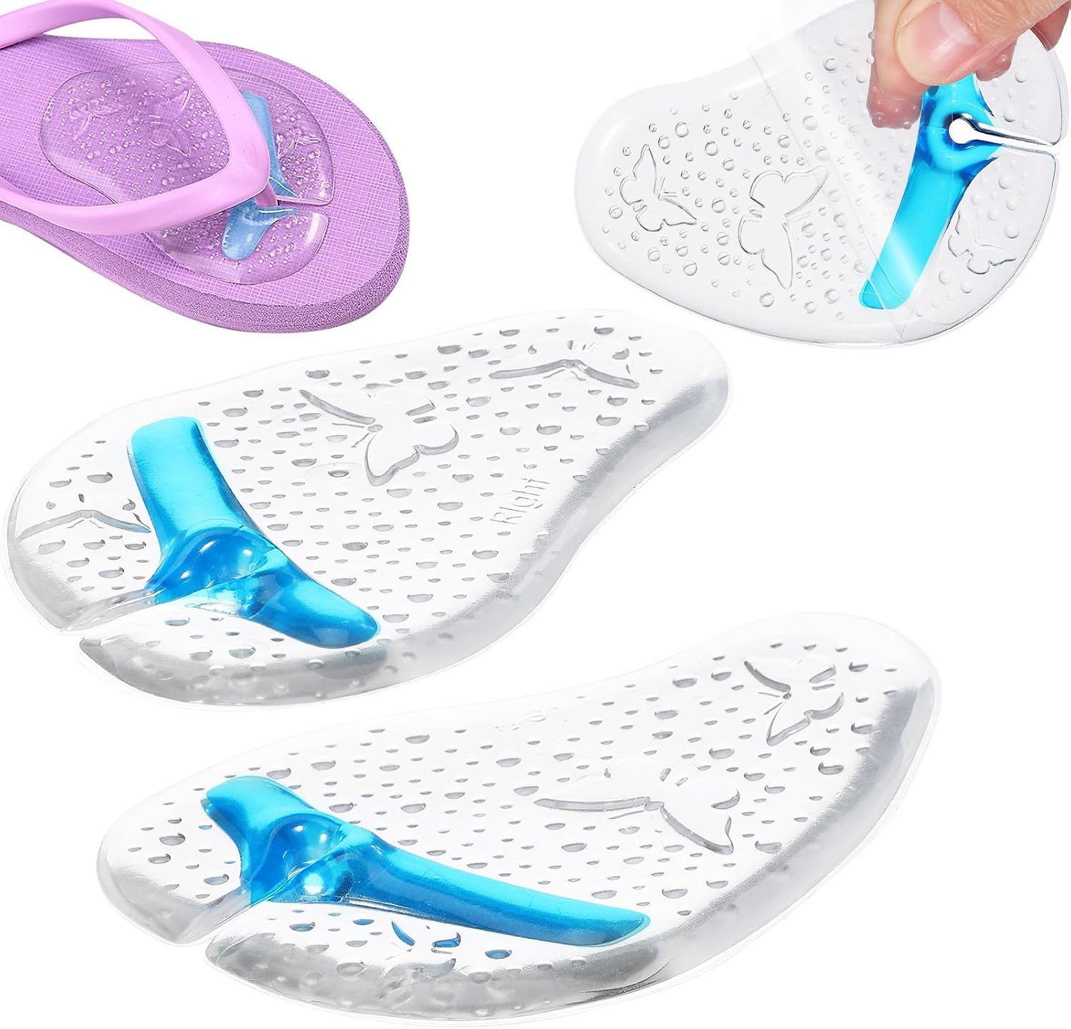 Gel Forefoot Pads for Flip-Flops and Sandals with Butterfly Pattern