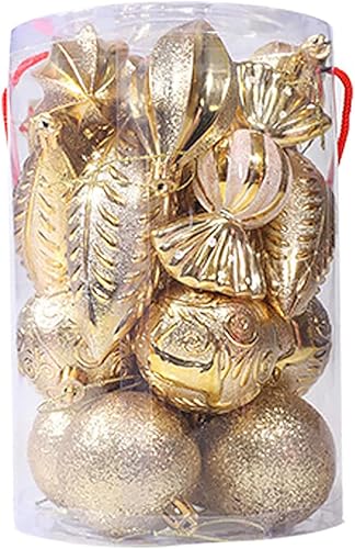 Adornos - Juego de 21 adornos de bolas de Navidad, inastillables, adornos decorativos para colgar, surtido de 5 estilos, bolas de Navidad surtidas