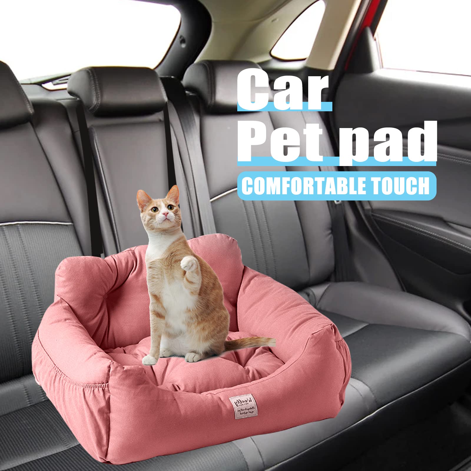 PETCUTE Hund Autositz,Autositz für Hunde,Waschbar Haustier-Autositz mit Aufbewahrungstasche,Clip-on-Sicherheitsleine, Bequem und rutschfest Sitzerhöhung für Hunde,Geeignet für alle Arten von Autos