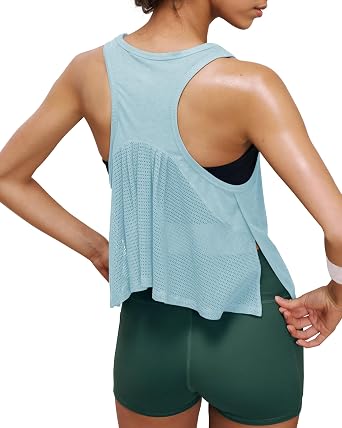 Gacaky Womens Sleeveless Cropped Workout Tops Breathable Mesh Back Active Tennis Yoga Shirts Athletic Running Tank Tops