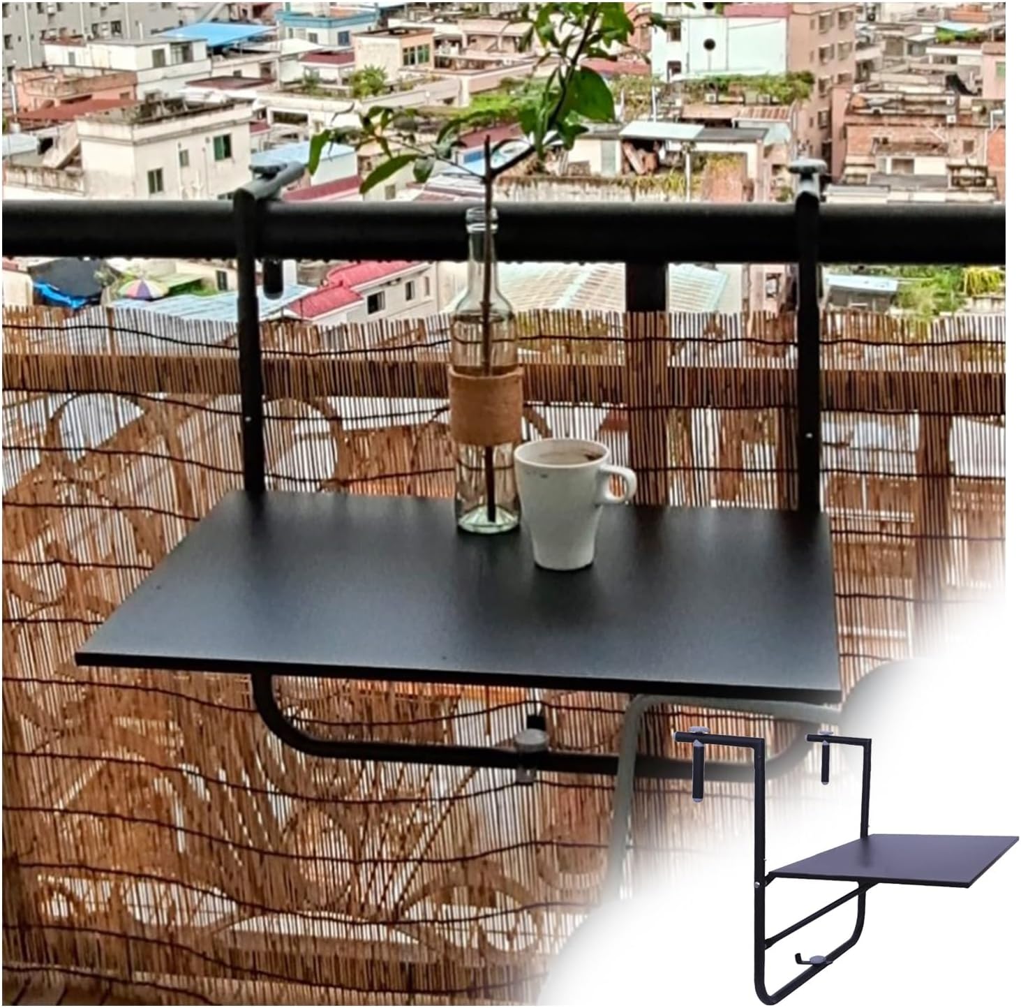 Amazon.com: ZHENGQIAN Hanging Adjustable Balcony Railing Table, Outdoor ...