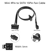 Vista 5 de YACSEJAO Cable divisor de alimentación SATA Mini de 4 pines a 2 pines en ángulo recto de 15 pines para HDD, SSD, unidades ópticas, cable