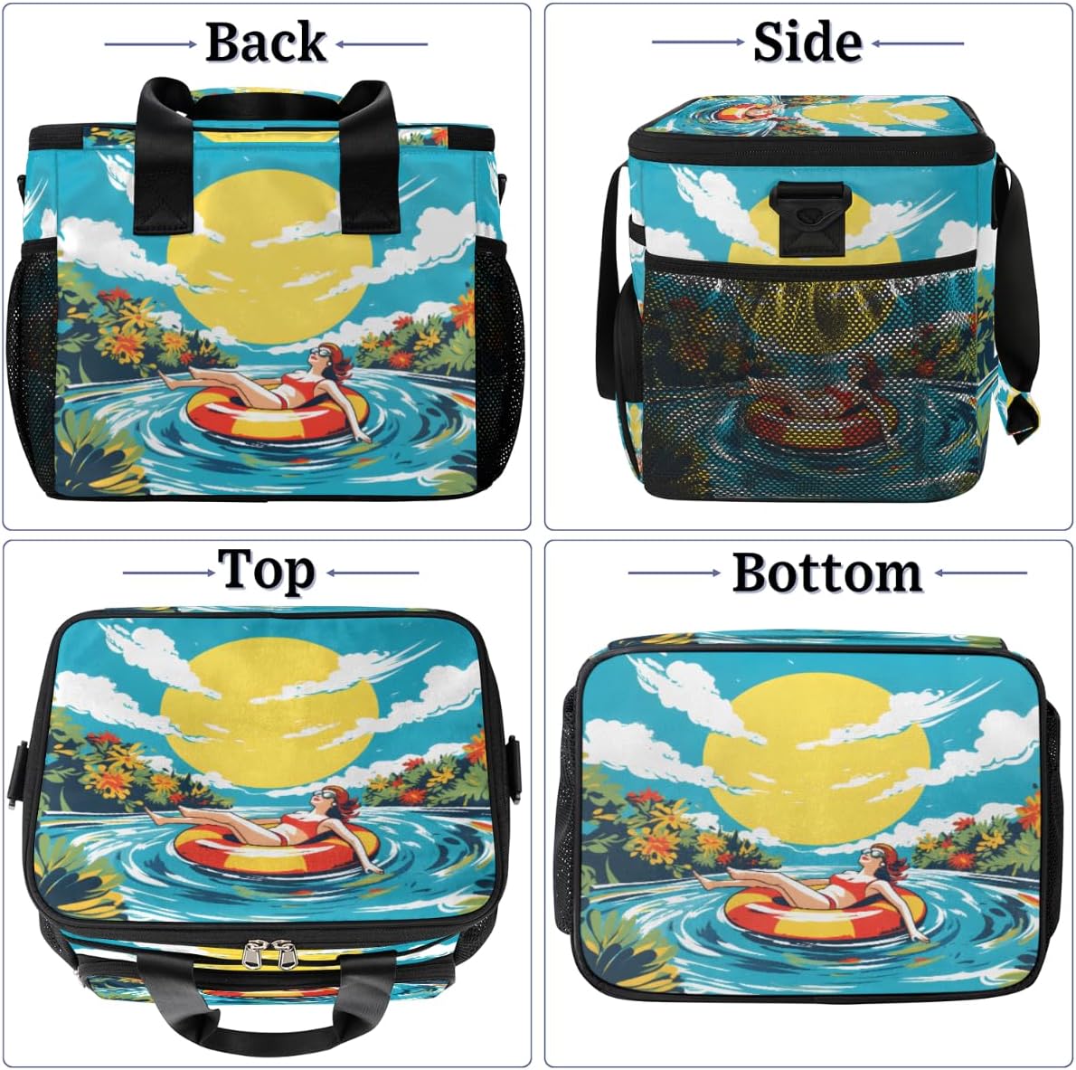 Beach Relaxation Insulated Picnic Backpack Lunch Box for Women Men Picnic Basket Tote Lunch Bag Picnic Bag Portable Lunch Bags for Picnic, Beach, Work, Trip,Office, Camp Summertime