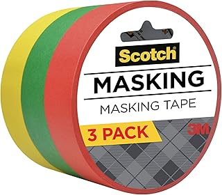 Expressions Masking Tape, .94 in x 20 yd, 3 Rolls/Pack, Red, Yellow, Green (3437-3PRM)