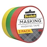 Scotch Expressions Masking Tape, .94 in x 20 yd, 3 Rolls/Pack, Red, Yellow, Green (3437-3PRM)