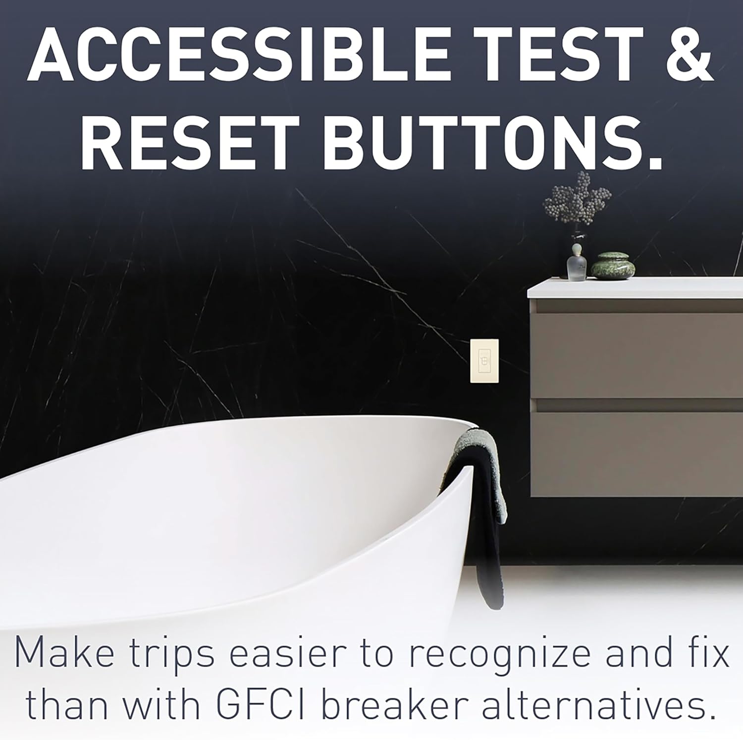 Legrand radiant 2087LA 20 Amp GFCI Self Test Deadfront Decorator Duplex Outlet, Light Almond (1 Count)